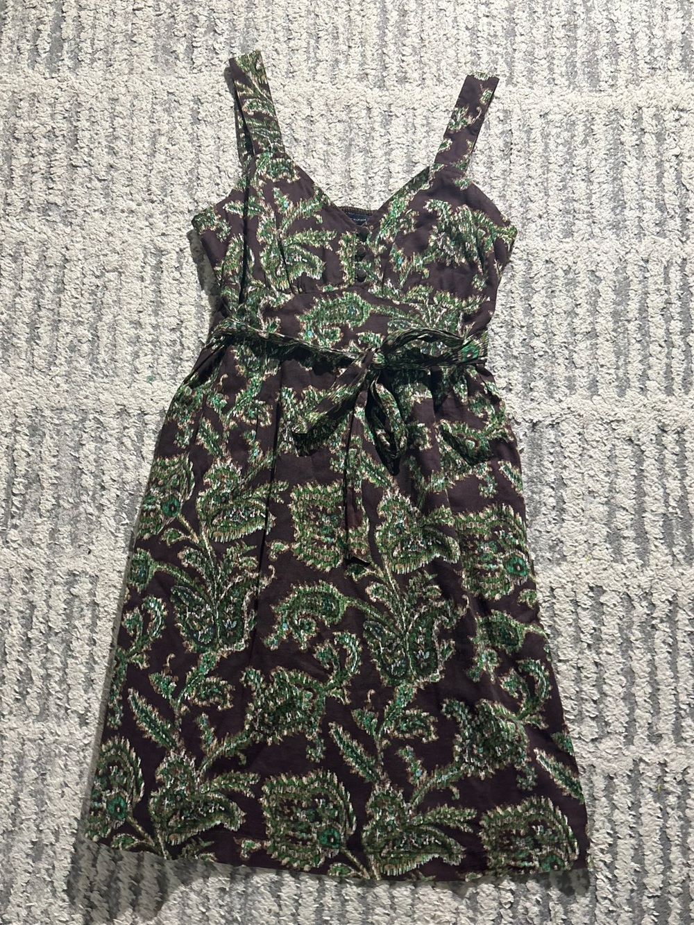 Tommy Hilfiger brown green leaf vintage tie dress size S